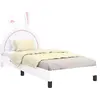 Image de vidaXL Cadre de lit d'enfant avec tête de lit Blanc 90 x 190 cm PU
