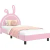 Image de vidaXL Cadre de lit d'enfant avec tête de lit rose 90 x 200 cm PU