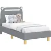 Image de vidaXL Sommier de lit d'enfant avec tête de lit gris clair 70 x 140 cm Tissu