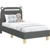 Image de vidaXL Sommier de lit d'enfant avec tête de lit gris foncé 70 x 140 cm Tissu