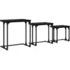 Image de vidaXL Ensemble de 3 tables basses emboîtables, noir, aspect chêne, aggloméré