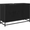Image de vidaXL Armoire de salle de bain avec porte noire imitation chêne 90 x 33 x 60 cm