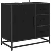 Image de vidaXL Armoire de salle de bain avec porte Noir imitation chêne 65 x 33 x 60 cm