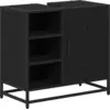 Image de vidaXL Armoire de salle de bain avec porte Noir imitation chêne 65 x 33 x 60 cm