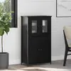 Image de vidaXL Buffet haut noir aspect chêne 62 x 32 x 106,5 cm Aggloméré