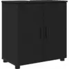 Image de vidaXL Armoire de salle de bain, noire, 61 x 35 x 64 cm, en panneaux de particules et métal