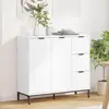 Image de vidaXL Sideboard avec tiroirs blanc 89,5 x 33 x 82 cm Bois composite