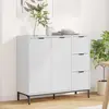 Image de Buffet vidaXL blanc brillant 89,5 x 33 x 82 cm en aggloméré