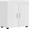 Image de vidaXL Ensemble d'armoires de salle de bains TULUM blanc brillant 60 x 34 x 63 cm