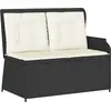 Image de vidaXL Banc de jardin avec coussins noir et blanc crème Poly-Rattan