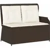 Image de vidaXL Banc de jardin avec coussins noir et blanc crème Poly-Rattan