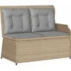 Image de Banc de jardin vidaXL avec coussins, beige et gris, en polyrotin