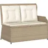 Image de vidaXL Banc de jardin avec coussins noir et blanc crème Poly-Rattan