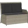 Image de Banc de jardin vidaXL avec coussins, gris clair, en polyrotin
