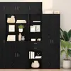Image de vidaXL Buffet haut noir aspect chêne 50 x 42,5 x 185 cm Panneau de bois