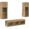 Image de vidaXL Meubles TV muraux 5 pcs Noir imitation chêne Bois composite