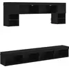 Image de Meubles TV muraux vidaXL avec LED, 6 pièces, noir, aspect chêne