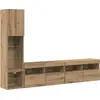 Image de Meuble TV mural vidaXL avec LED, 4 pièces, en bois d'ingénierie « Artisan Oak »