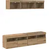 Image de vidaXL Meubles TV muraux avec LED 5 pièces en bois composite chêne artisanal