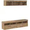 Image de Vidaxl Tv Wall Units With Led 5 Pcs Artisan Oak Engineered Wood