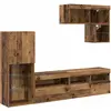 Image de vidaXL Appareils TV muraux avec barres lumineuses LED 6 pcs Bois ancien