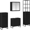 Image de vidaXL Ensemble de meubles de salle de bain avec porte Noir imitation chêne Bois composite