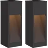 Image de vidaXL Lampe solaire LED pour clôture, 2 pièces, lumière blanche chaude, 18 x 18 x 50 cm