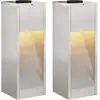 Image de Vidaxl Lumière De Chemin Led Solaire 2 Pcs Blanc Chaud 18 X 18 X 50 Cm