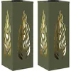 Image de vidaXL Lampe solaire LED pour chemin, lot de 2, lumière blanche chaude, 18 x 18 x 50 cm
