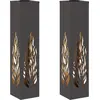 Image de vidaXL Lampe solaire LED pour chemin, lot de 2, lumière blanche chaude, 18 x 18 x 80 cm