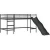 Image de Lit mezzanine pour enfants vidaXL avec toboggan, noir et anthracite, 100 x 200 cm