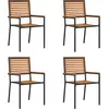 Image de vidaXL Chaises de jardin empilables, lot de 4, marron et noir, 54 x 56 x 90 cm