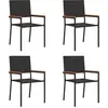 Image de vidaXL Chaises de jardin empilables, lot de 4, noir et marron, 54 x 56 x 90 cm