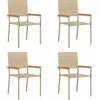 Image de vidaXL Chaises de jardin empilables, lot de 4, crème et marron, 54 x 56 x 90 cm