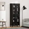 Image de vidaXL Highboard 2 pcs Noir imitation chêne Engineered Wood et verre