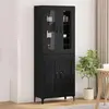 Image de vidaXL Highboard noir imitation chêne 69,5 x 34 x 180 cm Bois composite