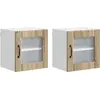 Image de Armoire murale en verre vidaXL LUCCA, lot de 2, chêne Sonoma, 40 x 31 x 40 cm