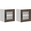 Image de Armoire murale en verre vidaXL LUCCA, lot de 2, chêne brun, 40 x 31 x 40 cm