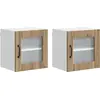 Image de Armoire murale en verre vidaXL LUCCA, lot de 2, chêne artisanal, 40 x 31 x 40 cm