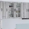Image de vidaXL Armoire vitrée LUCCA, 2 pièces, en panneaux de particules imitation bois gris Sonoma