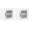 Image de vidaXL Armoire murale en verre PORTO, lot de 2, blanche, 40 x 31 x 40 cm, aggloméré