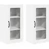 Image de vidaXL Armoire vitrée PORTO, lot de 2, blanche, en panneaux de particules