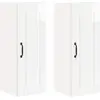 Image de vidaXL Armoire murale PORTO, 2 pièces, blanc brillant, matériau composite en bois