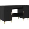 Image de vidaXL Bureau avec étagère noir aspect chêne 140 x 50 x 75 cm