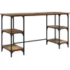 Image de vidaXL Bureau avec étagère Vieux bois 140 x 50 x 75 cm Bois composite