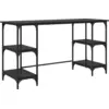 Image de vidaXL Bureau avec étagère noir aspect chêne 140 x 50 x 75 cm