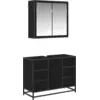 Image de vidaXL Ensemble de meubles de salle de bain 2 pcs noir imitation chêne bois composite