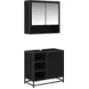 Image de vidaXL Ensemble de meubles de salle de bain, 2 pièces, noir, imitation chêne, matériau composite bois