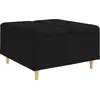 Image de vidaXL Pouf de rangement avec coussin Noir 80 x 80 x 45 cm Tissu