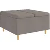 Image de vidaXL Pouf de rangement avec coussin, taupe, 80 x 80 x 45 cm, tissu